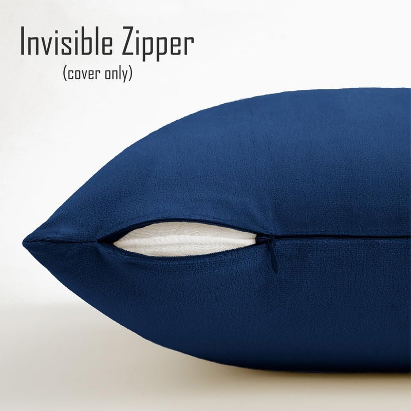 QUORGVES Navy Blue Throw Pillows Navy Blue Pillow Covers 20x20 Inch Pack of 2 for Couch Sofa Living Room Bed Bedroom Soft Square Velvet Throw Pillow Cover 20 x 20 Set of 2 - Image 3